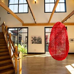 Red sculpture in the Blue Bell Art Gallery